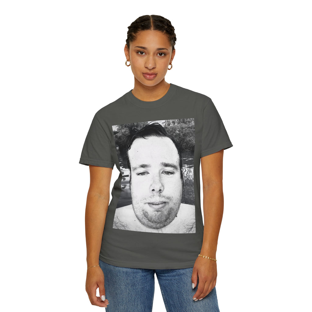 LISH jery Portrait T-Shirt — Black & White Selfie Print