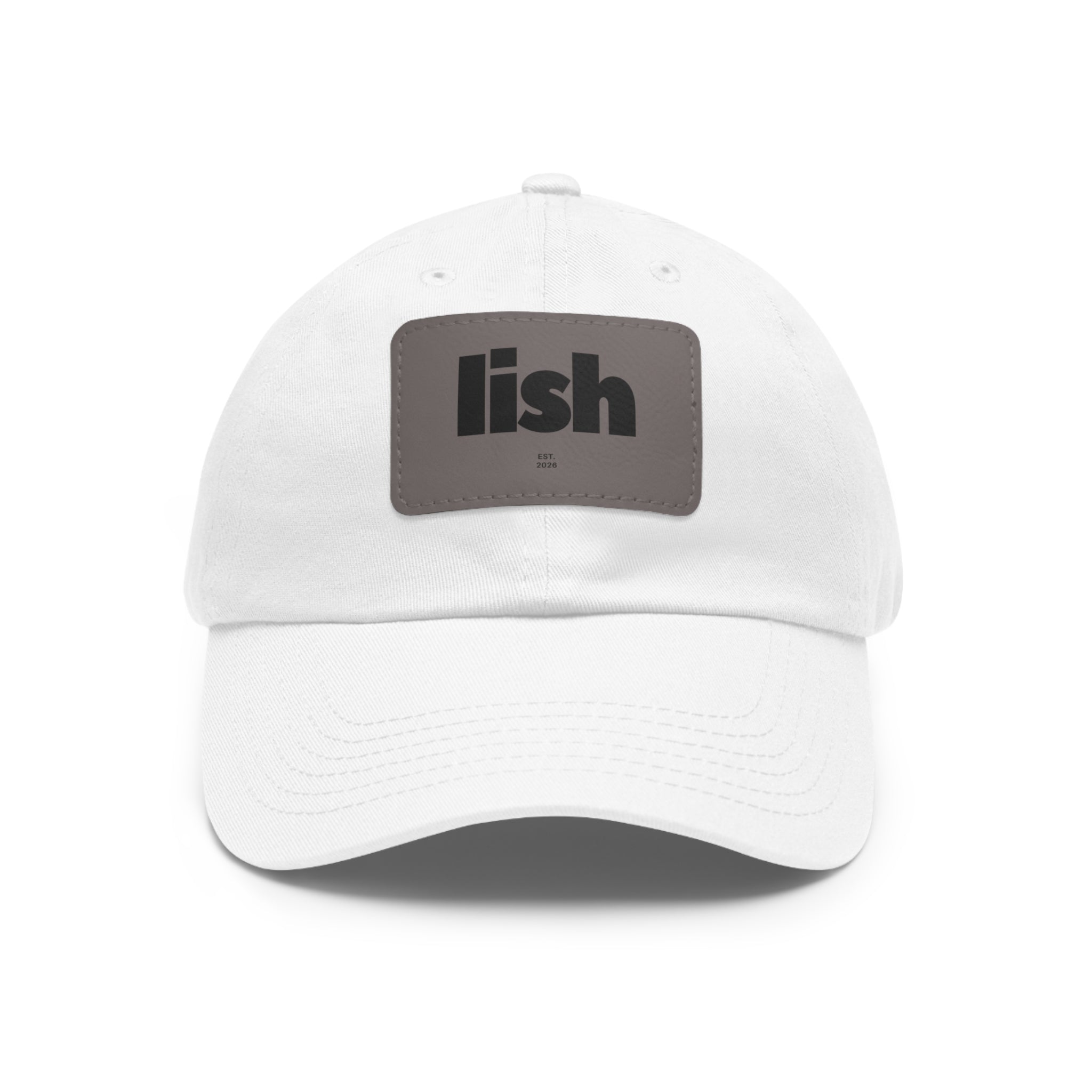 LISH Leather-Patch Dad Hat — Classic Black Casual Cap