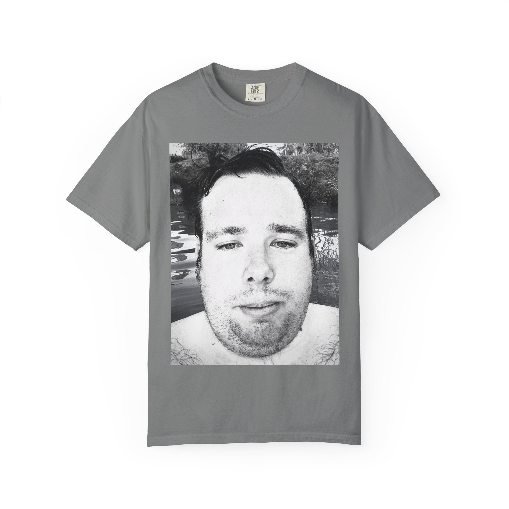 LISH jery Portrait T-Shirt — Black & White Selfie Print