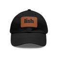LISH Leather-Patch Dad Hat — Classic Black Casual Cap