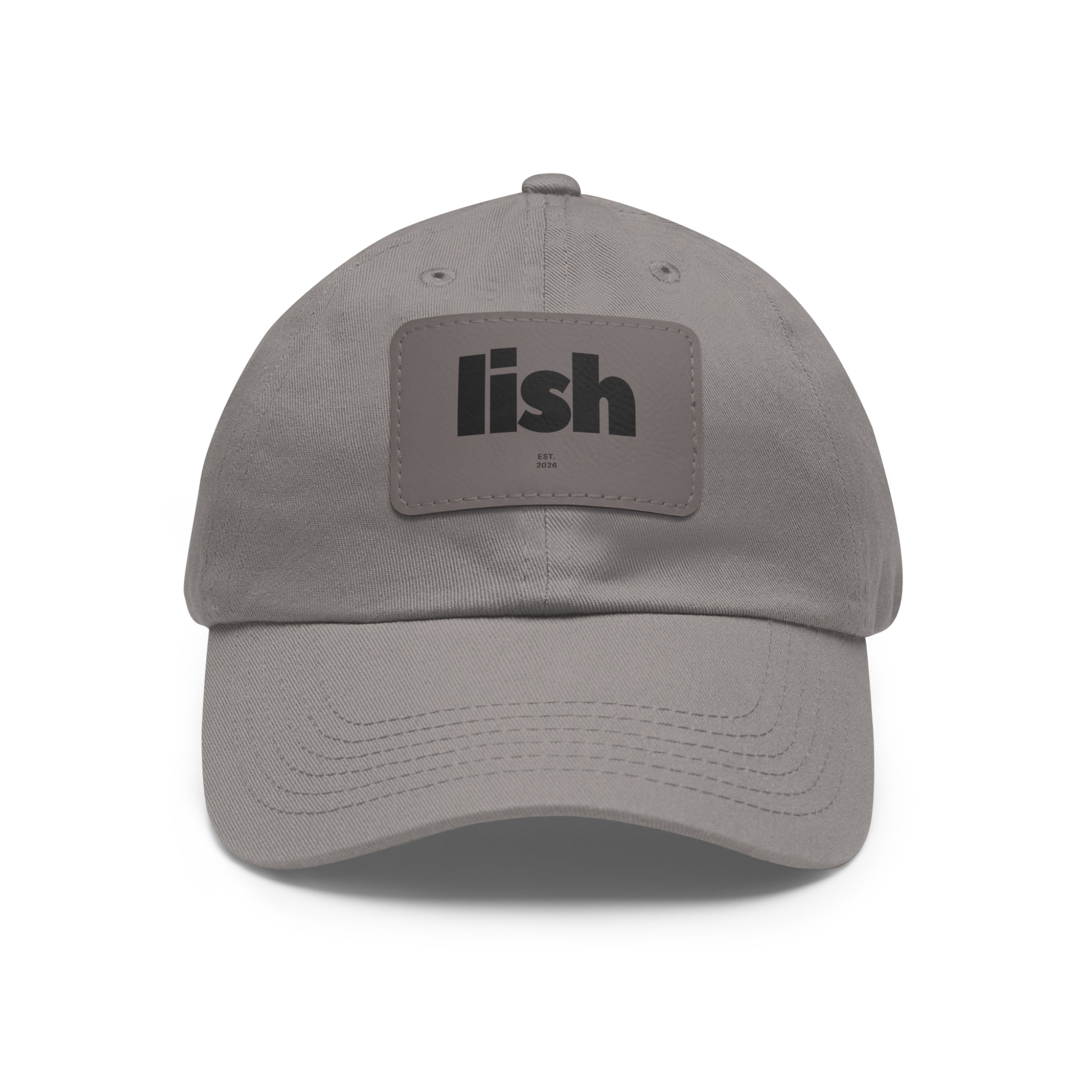 LISH Leather-Patch Dad Hat — Classic Black Casual Cap