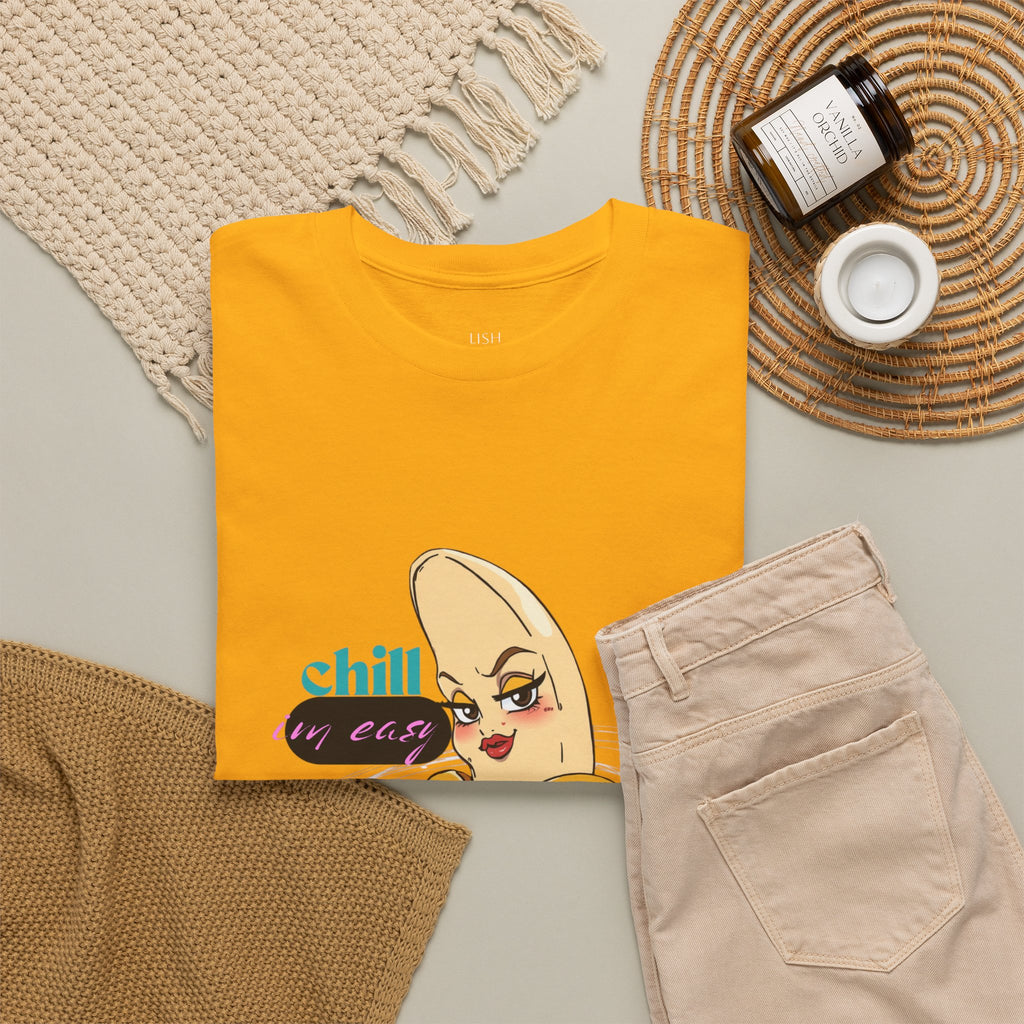 Banana Babe T-Shirt — Playful Peel Graphic Tee ("Chill I'm Easy")