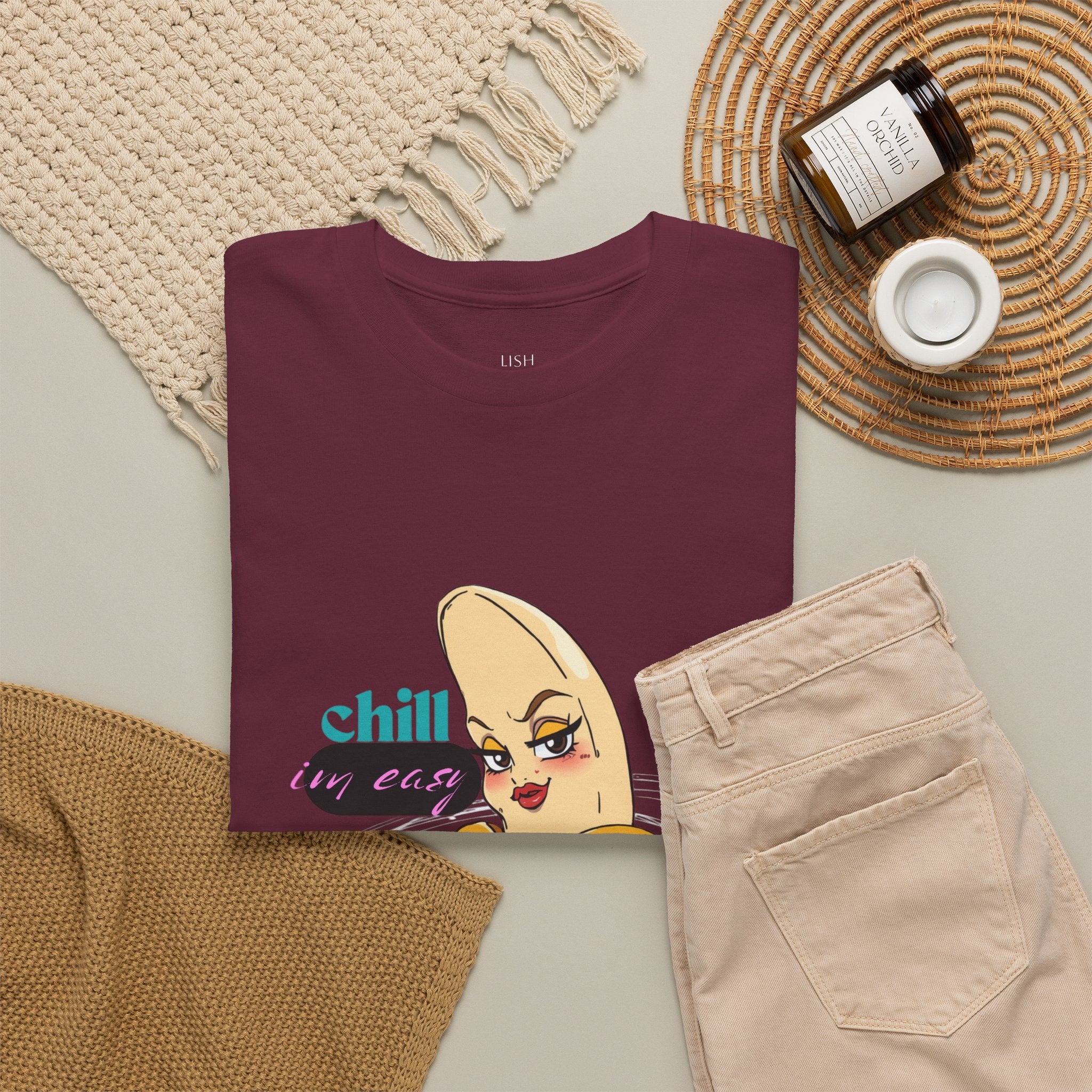 Banana Babe T-Shirt — Playful Peel Graphic Tee ("Chill I'm Easy")