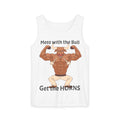 LISH Mess with the Bull Get the Horns Tank Top — Funny Muscular Bull Graphic Tank