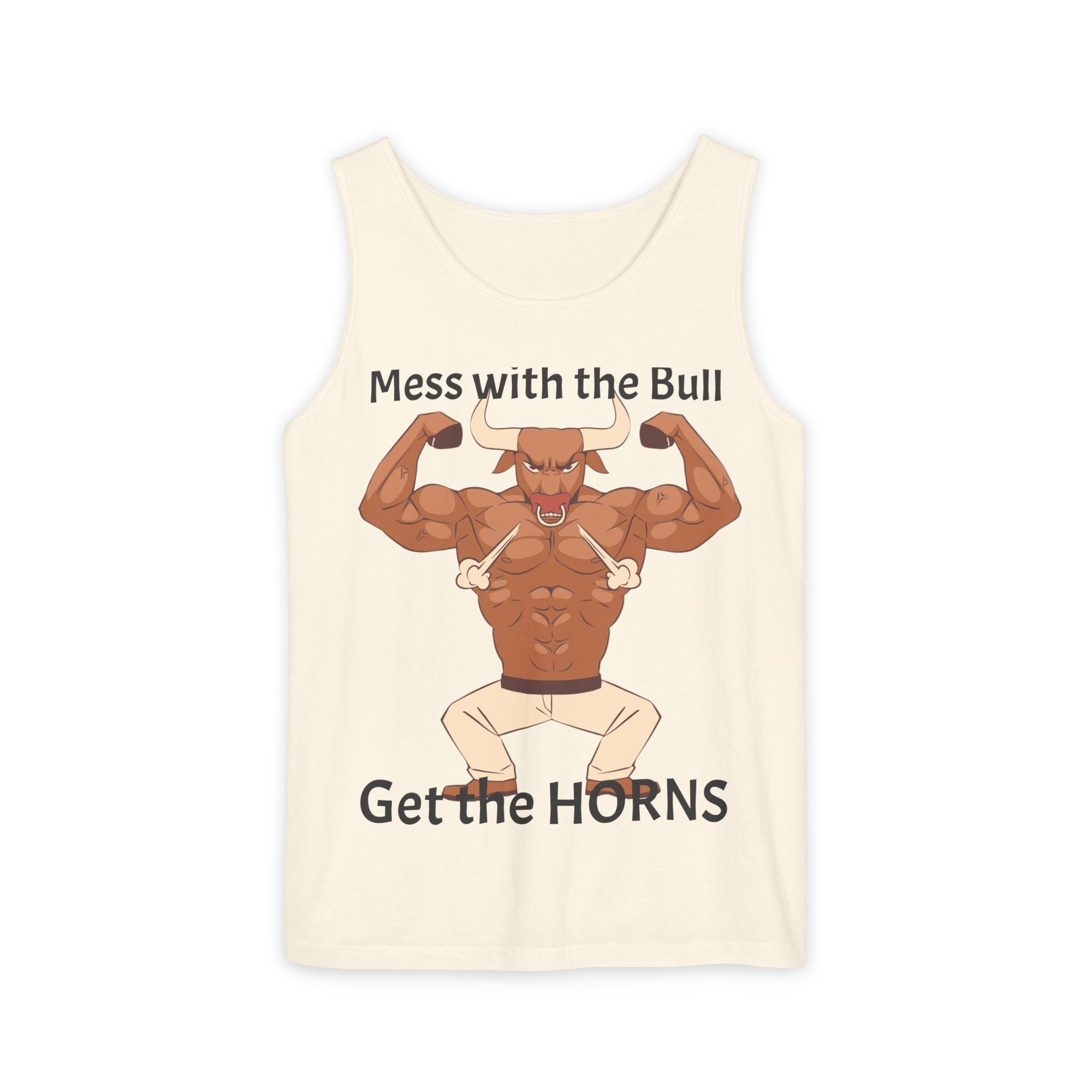 LISH Mess with the Bull Get the Horns Tank Top — Funny Muscular Bull Graphic Tank