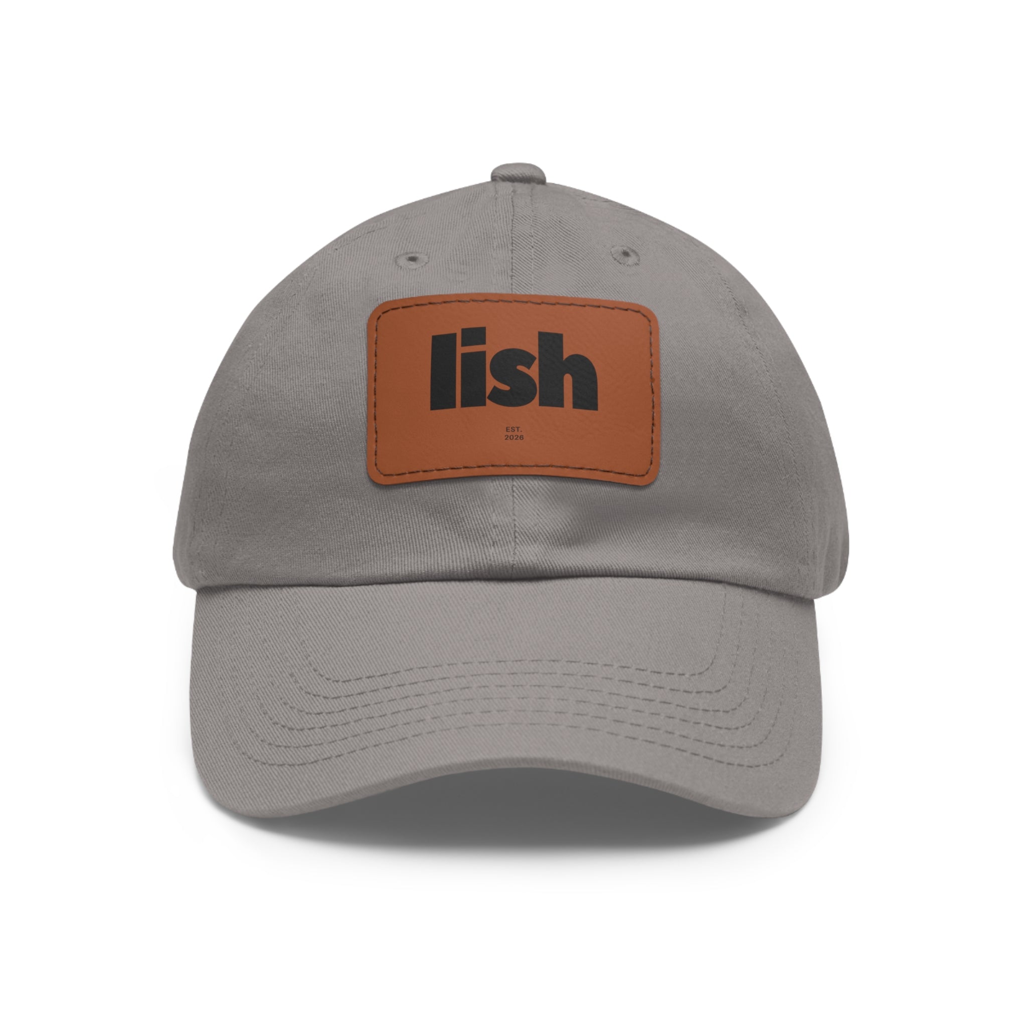 LISH Leather-Patch Dad Hat — Classic Black Casual Cap